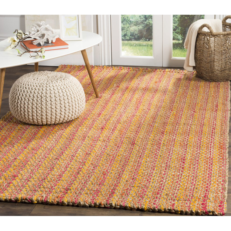 Tapis en jute tissé à la main en fibre naturelle Neta, Rectangle 6 pi x 9 pi