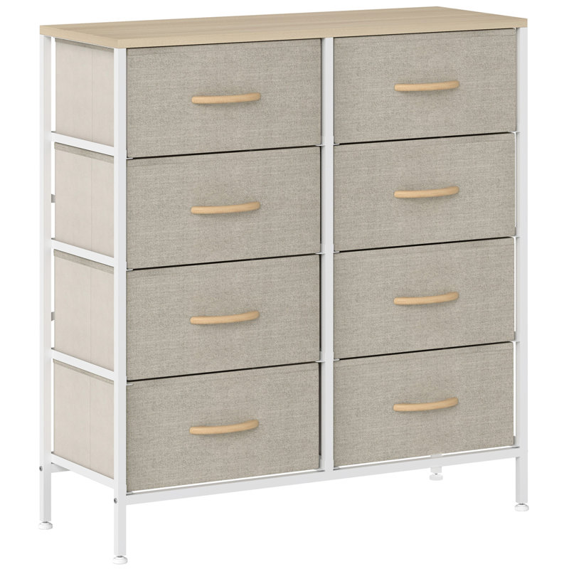 8 Drawer 80Cm W Dresser Of Drawers, Maple Wood-Effect