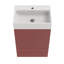 Meuble-lavabo moderne rouge avec lavabo en céramique - Armoire autoportante pour salles de bain gracieuses-1829013793