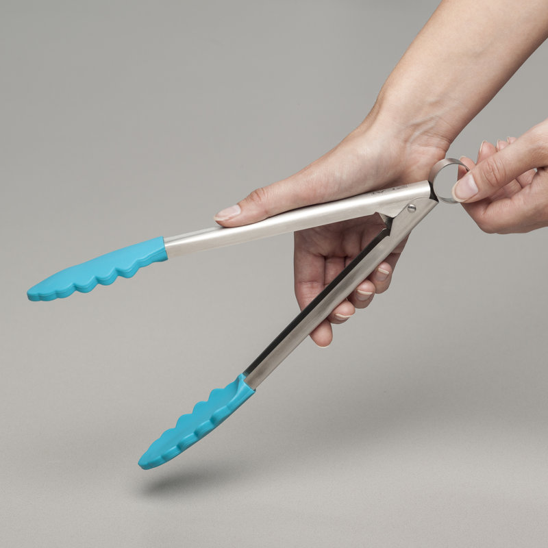 Zeal Kitchen Tong, 28.5cm L x 5.5cm W x 3cm D, Aqua Blue