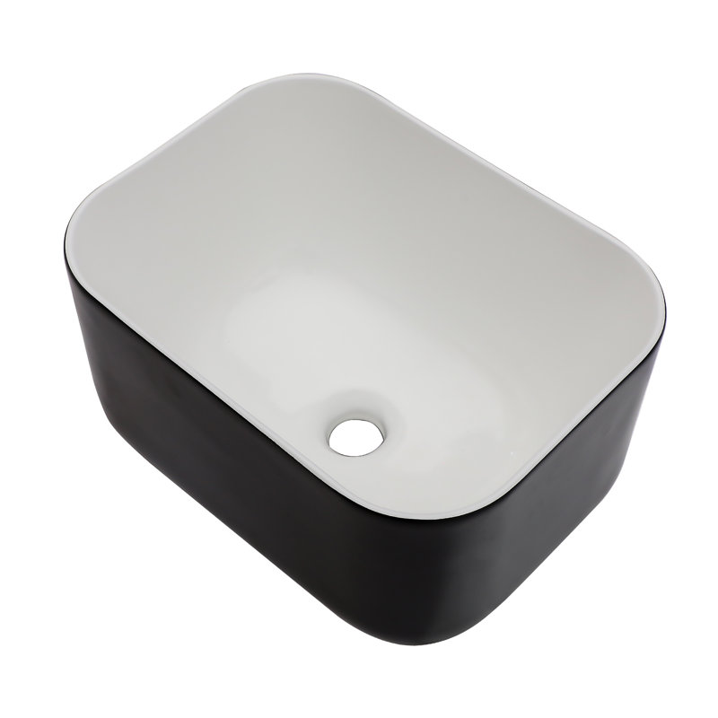 Lavabo de salle de bain rectangulaire en céramique 12 po MONSFEST, Noir