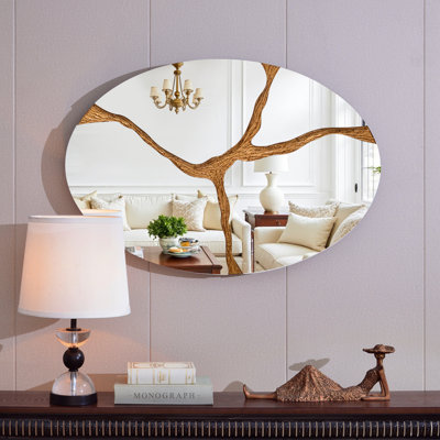 Wood Round Wall Mirror;Bathroom / Vanity Mirror;Flat Wall Mirror