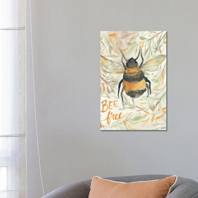 Bee Free 1 Piece Wrapped Canvas Wall Art