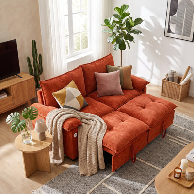 Gatton 73" Velvet Pull-Out Sleeper Sofa Bed, Convertible Loveseat with Hidden Mattress, Plush Upholstered Couch for Small Living Room, Apartment, Guest Room, Easy Assembly