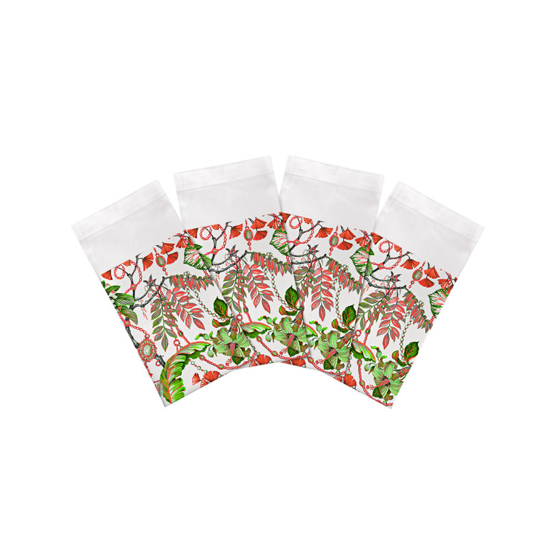Plumeria Cotton Sateen Dinner Napkins, Red