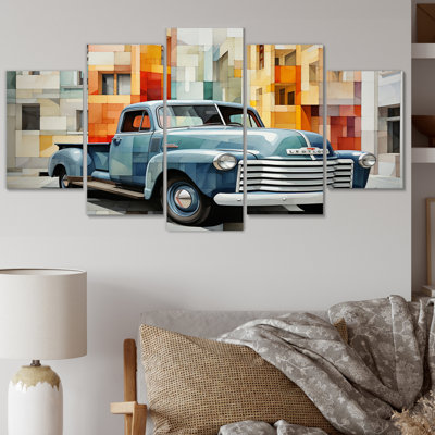 «Pickup Truck Geometric Abstraction II», impression d'art mural transport - 5 panneaux