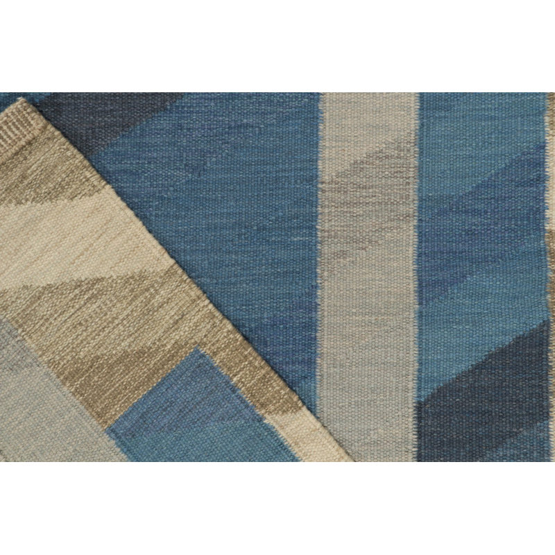 Scandinavian Wool Chevron Area Rug, Recatangle 5' x 7'