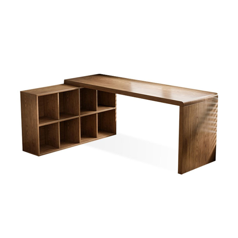 Solid wood desk and lattice bookcase are Combined into one, 29.53" H x 78.74" W x 55.12" D, Left Hand Return