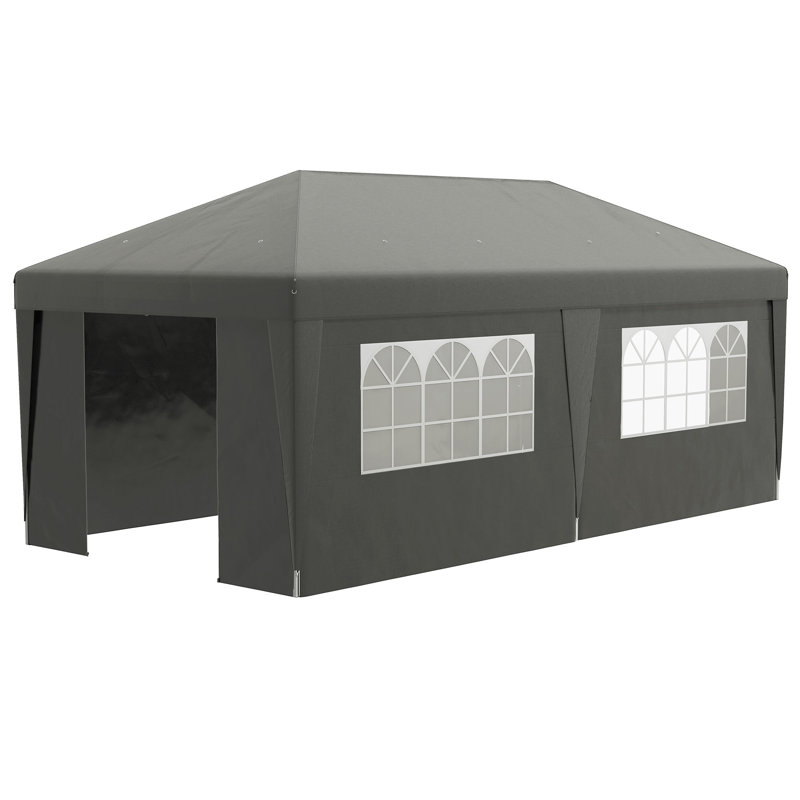 Outsunny 10' X 19.5' Pop Up Canopy Tent With Sidewalls, White, 112.25" H x 232.25" W x 117" D