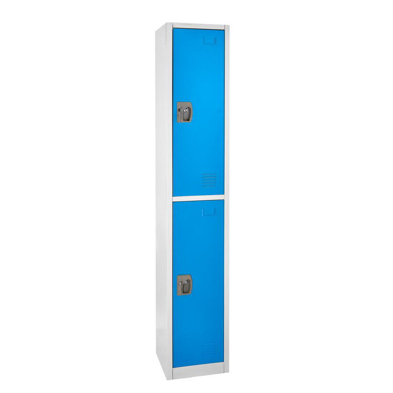 Casier 2 portes 72 po x 12 po x 12 po à 2 portes en acier avec serrure à clé - Rangement pour employés, étudiants, salle de sport, lieu de travail - Comprend les tablettes, les crochets, la ventilation et le porte-carte - Assemblage facile