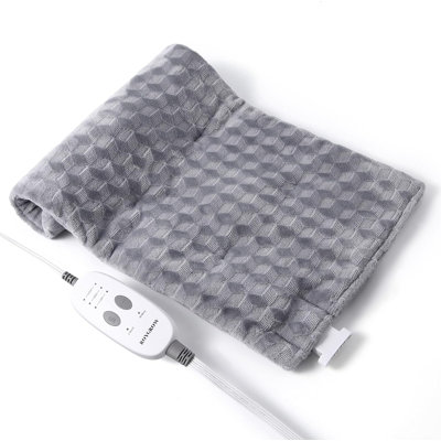 Coussin chauffant lesté avec 2 appareils de massage, coussin chauffant électrique de 5 lb pour les épaules de la nuque avec vibrations de massage, 3 niveaux de chauffage et 3 types de massage, 12 po x 24 po gris