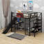 Lit mezzanine double en métal avec bureau, glissade et escalier-138715395