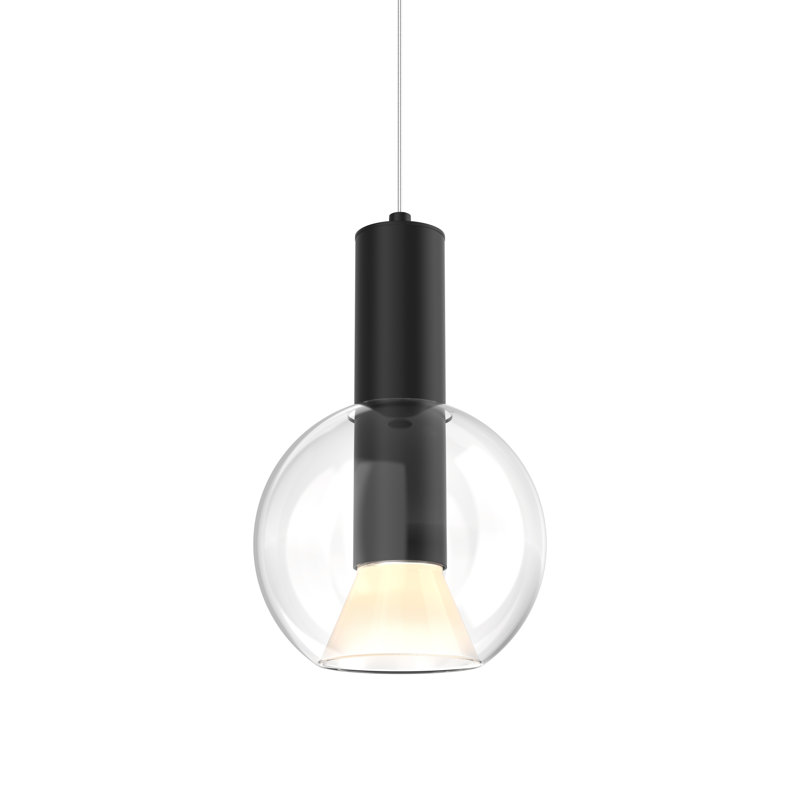 Luminaire suspendu en verre Rosson, Noir mat