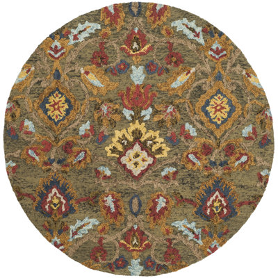 Tansy Handmade Wool Green / Multi Rug