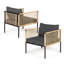 Chaise longue d'extérieur en métal avec coussins noirs Oscar