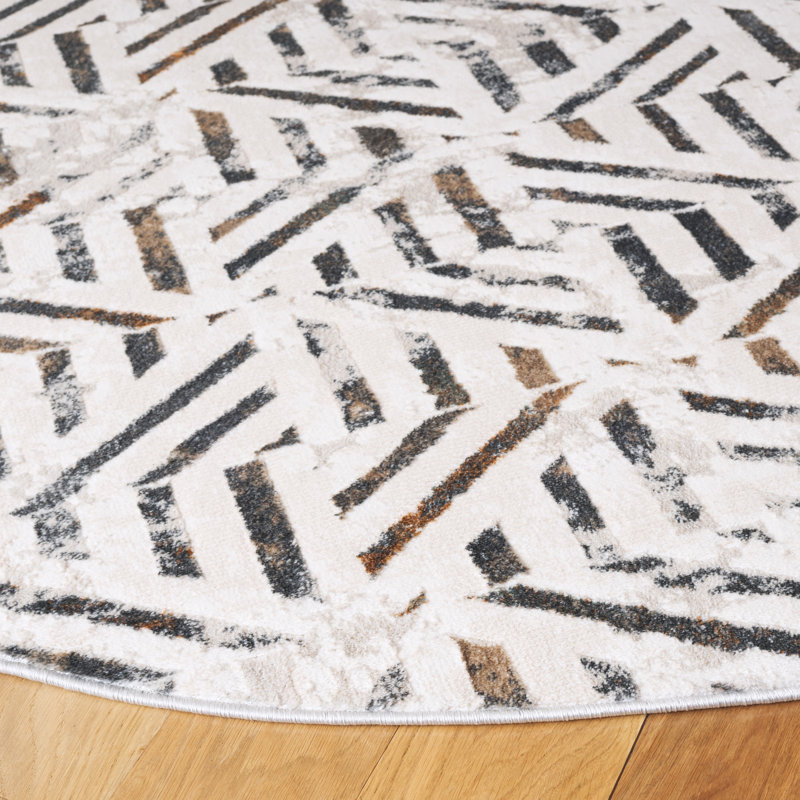 Aleida 100 Performance Abstract Rug, Round 6'7"