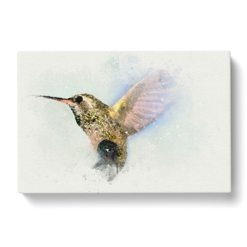 Flying Hummingbird Bird In Abstract - Wrapped Canvas Print, 40cm H x 60cm W x 3cm D