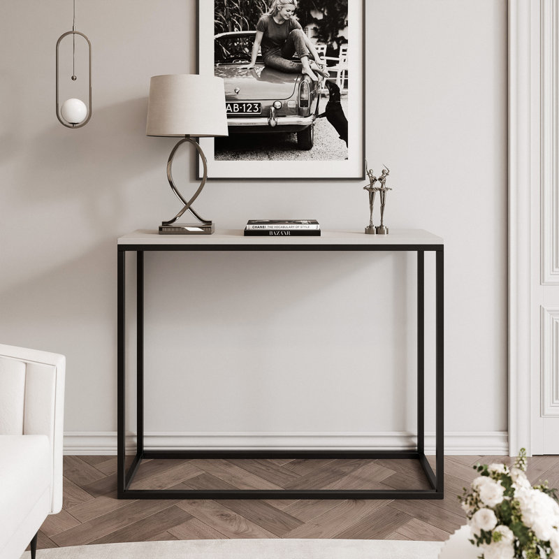 Console Table, 90cm H x 100cm W x 30cm D, black / cashmere, black, cashmere