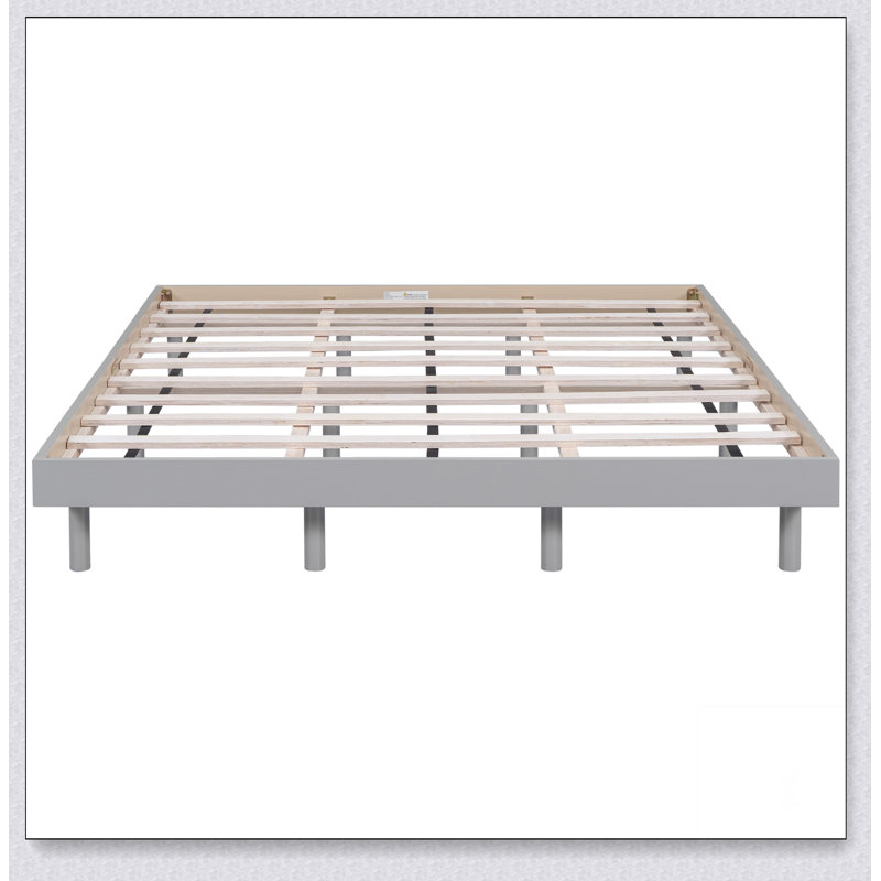 Base de lit plateforme flottante de conception moderne, Gris, Grand lit