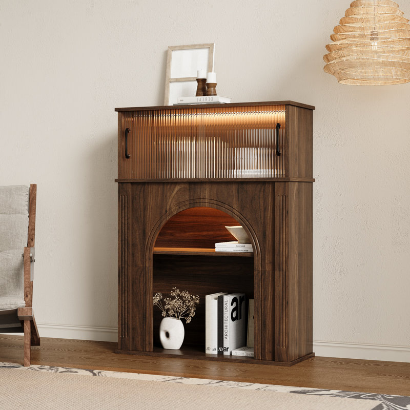 Armoire de rangement en bois de noyer de 31 po avec verre givré