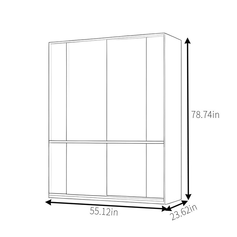 Garde-robe simple à pousser et tirer rétro, H 78,74 po x l 55,12 po x P 23,62 po