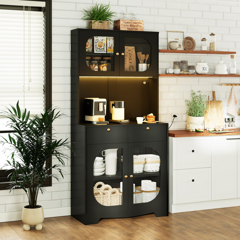 Styliani 71cm Kitchen Pantry, Black