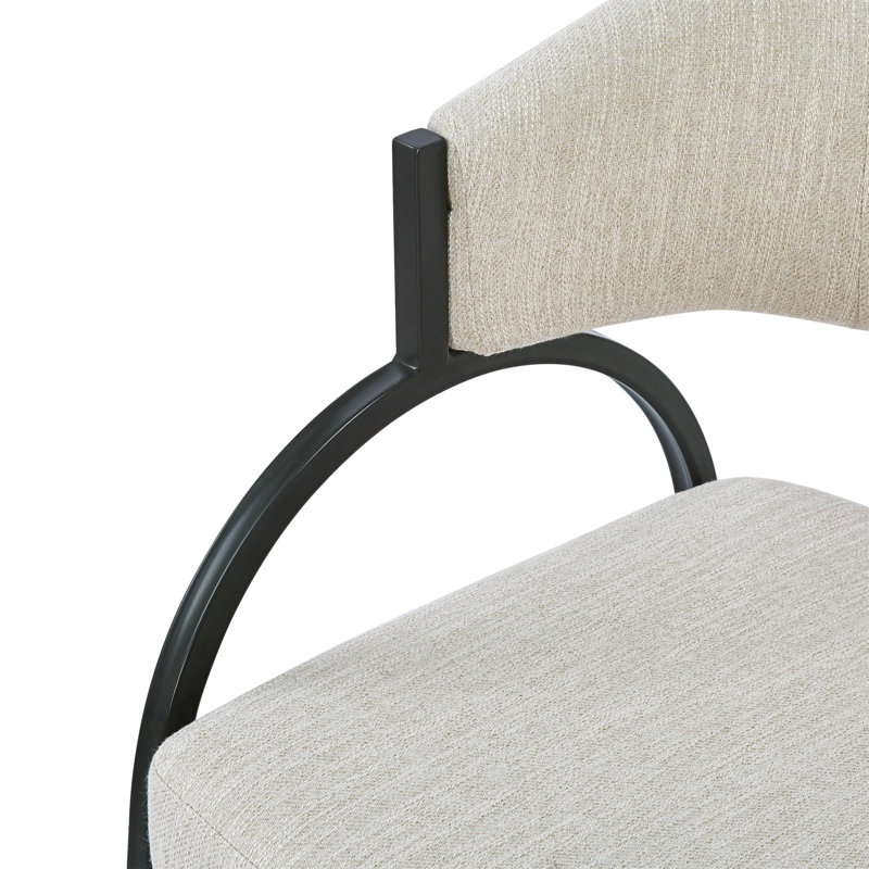 Chaises de salle à manger rembourrées avec pieds en métal (ensemble de 2), Beige