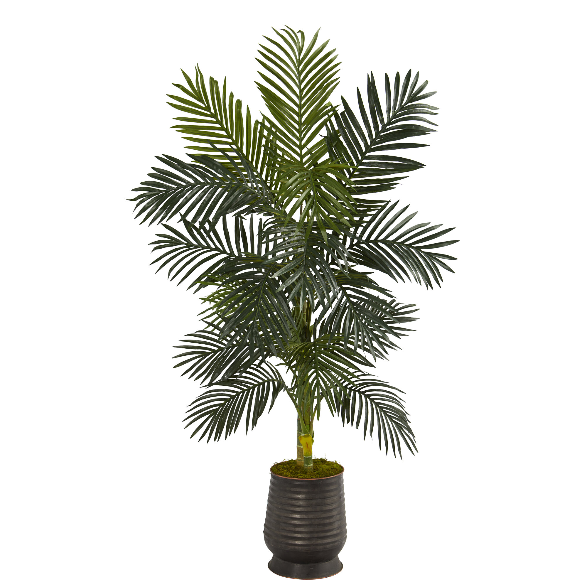 Primrue 62'' Faux Palm Tree In Metal Planter 