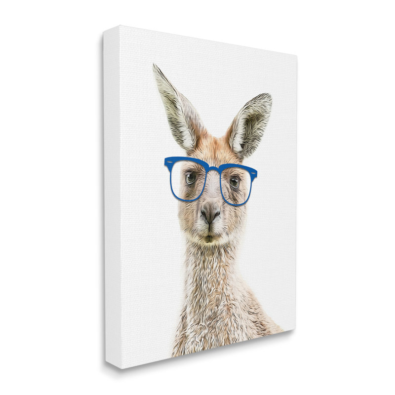 «Kangaroo Blue Hipster Glasses» par Annalisa Latella - impression sur toile tendue, H 30 po x l 24 po x P 1,5 po