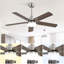 Ventilateur de plafond de 42 pouces avec éclairage pour chambre à coucher, salon - télécommande, fonction à DEL 3 couleurs à intensité variable et mémoire, moteur à courant continu réversible, minuterie 1/4 h
