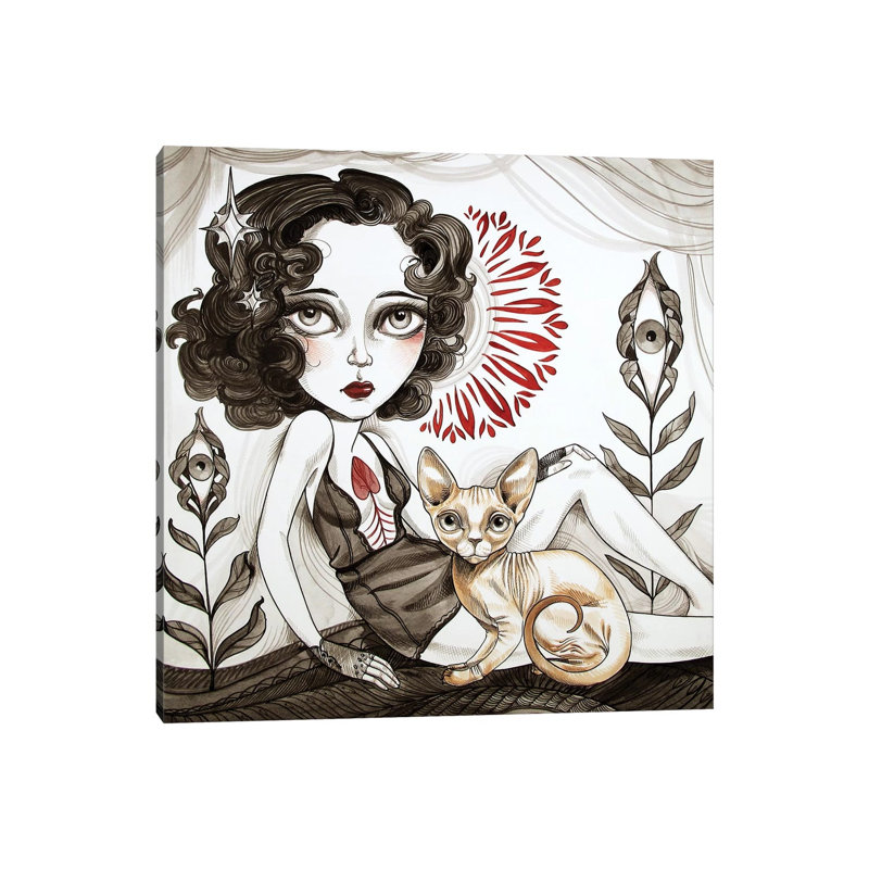Hairless Cat by Sandi Calistro - Wrapped Canvas Painting, 30.48 cm H x 30.48 cm W