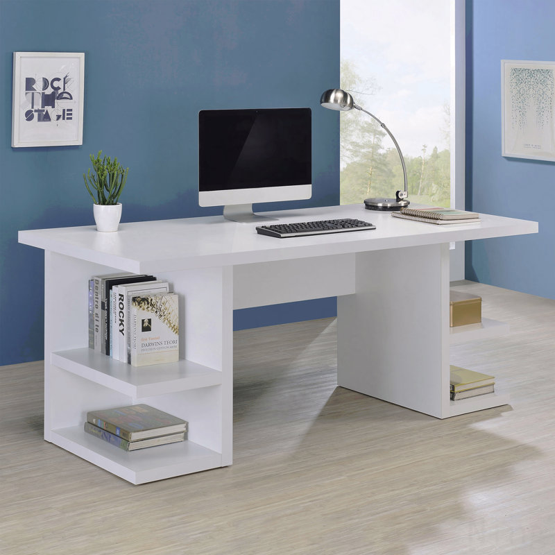 Bureau d'écriture blanc, 4 tablettes