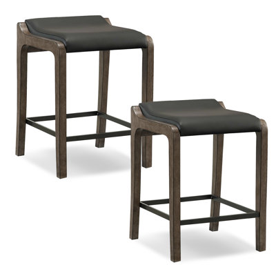 Upholstered Counter Stool with Solid Wood Frame