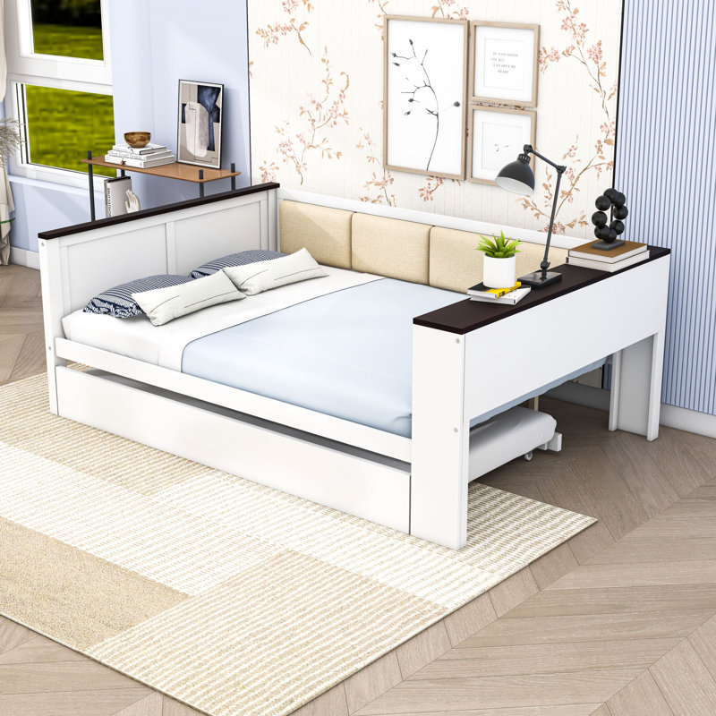 Wood Daybed with Shelves, USB and Trundle, Full/Double