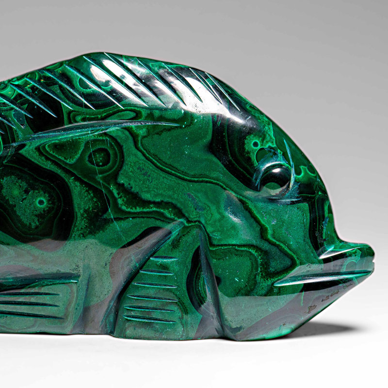 Genuine Polished Malachite Fish Carving (1.7 Lbs)