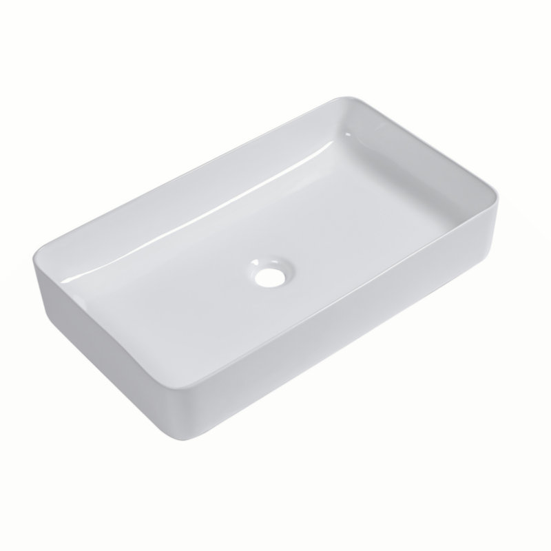 24"X13.5" Ceramic Rectangular Vessel Bathroom Sink, White