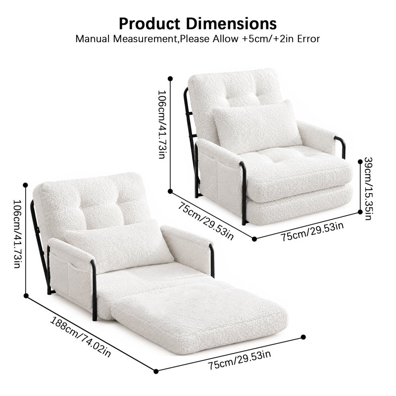 Upholstered 29.53 " Cotton Blend Sofa, Gray