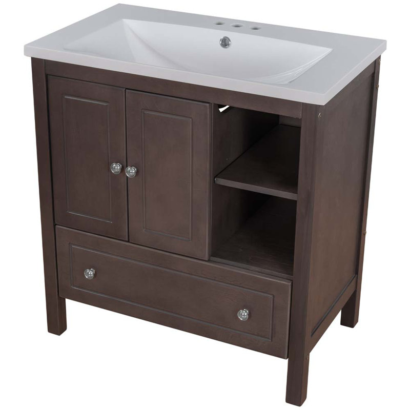 Ensemble de meuble-lavabo simple 30 po, Brun
