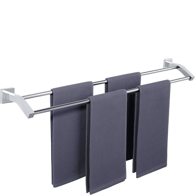 Porte-serviettes double en acier inoxydable 32 pouces SUS304, Chrome poli