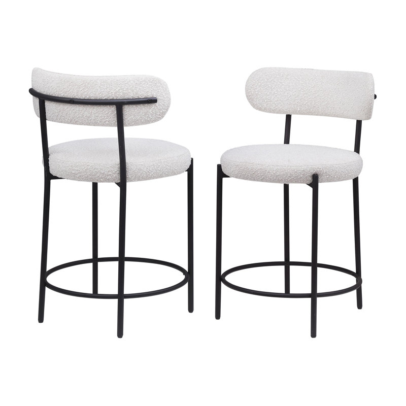 Boucle Upholstered Counter Chair (Set of 2), Cream
