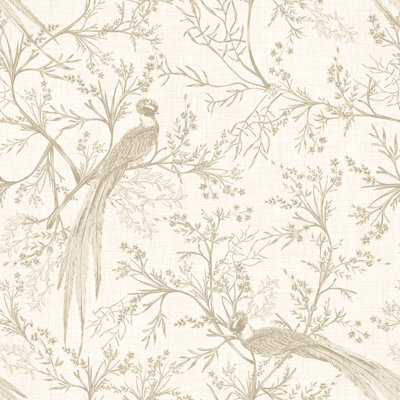 Bird Toile - Dark Denim 10m Wallpaper