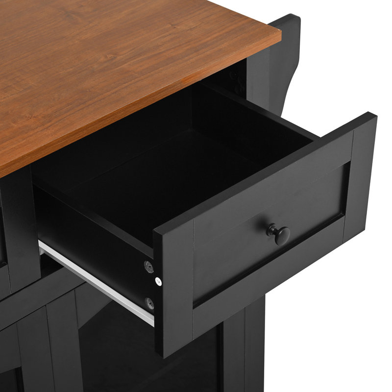 Îlot de cuisine mobile de 54,2 pouces, Black