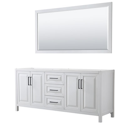 Base de meuble-lavabo double de salle de bain 79" avec miroir seulement Daria