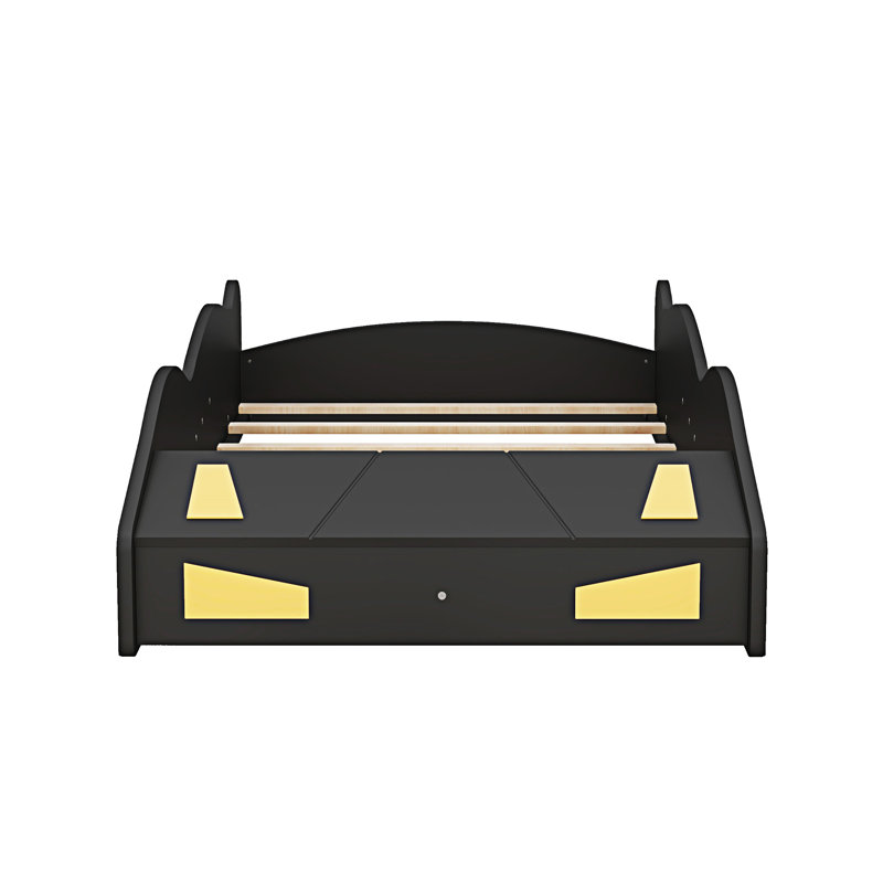 Lit plateforme avec roulettes et rangement Race, Lit simple, Noir