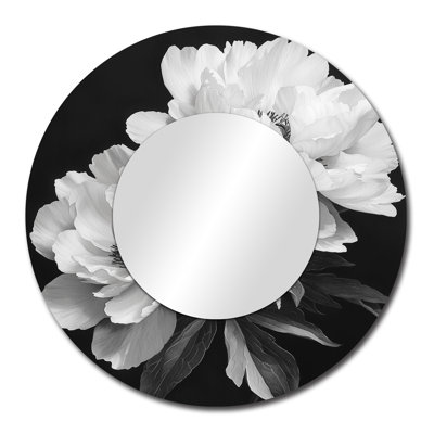 Monochrome Peonies With Dark Veins I - Floral Mirror Wall Decor - Printed On Metal