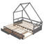 Lit de jour extensible avec deux tiroirs, lit maison en bois avec tiroirs, lit, canapé-lit, style moderne, sommeil confortable, gris-1510818491