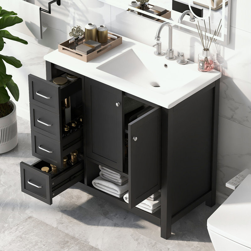 Rangement pour salle de bain Catenia, Argent argent, Black