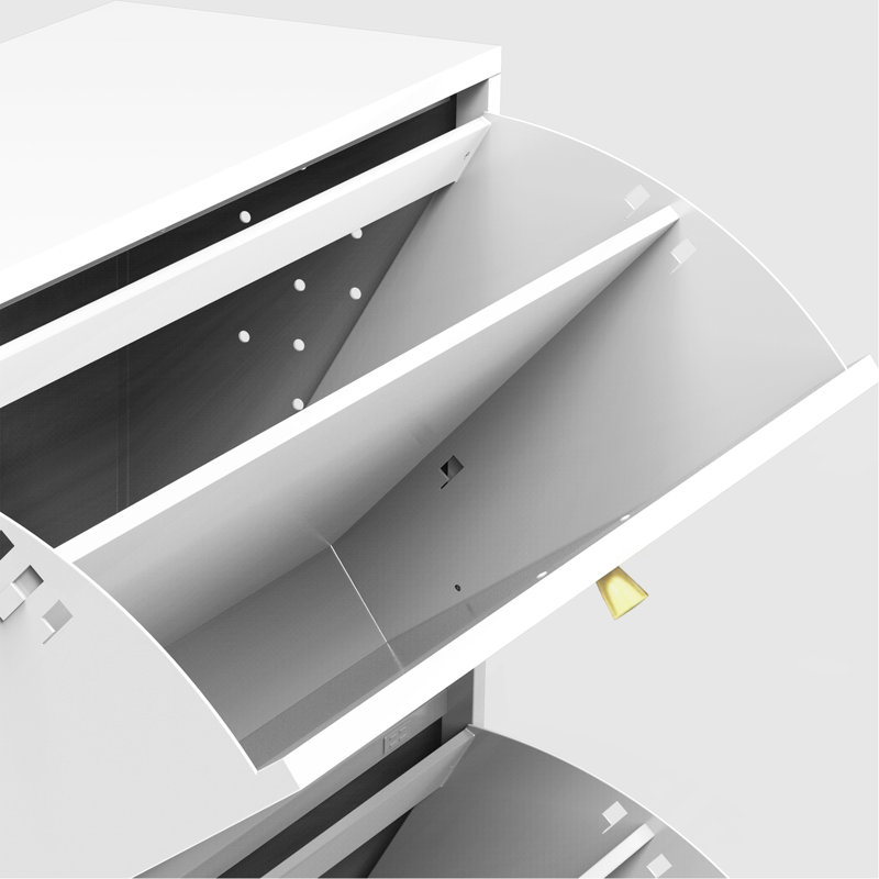Armoire à chaussures 3 tiroirs tout en acier, range-chaussures autoportant avec porte rabattable, armoire à chaussures moderne basculante pour hall d'entrée, couloir, chambre à coucher, blanc (nécessite un assemblage)