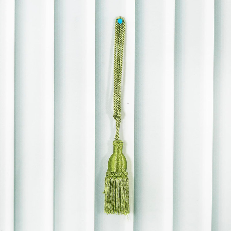 Ivory and Green Bamboo Embroidery Light-Filtering Window Panel