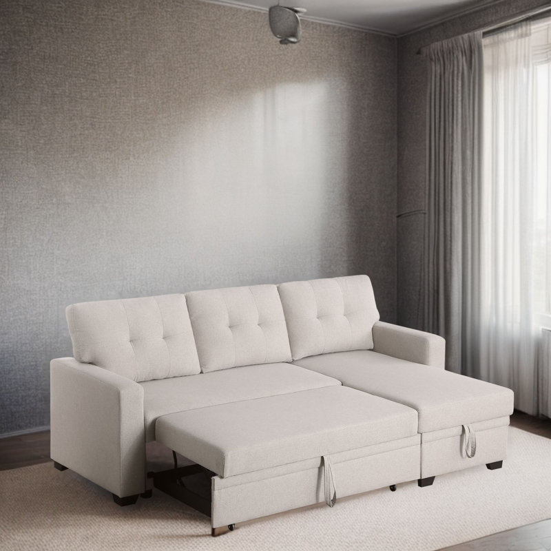 Warrendale Wide Reversible Sleeper Sofa & Chaise, Beige Linen